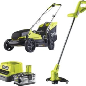Ryobi 18V ONE+ Cordless 33cm Lawn Mower and 23cm Grass Trimmer Set