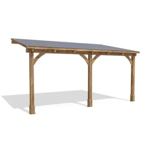 Dunster House Lean To Wooden Gazebo Canopy Kit 5M X 3M Patio Garden Shelter With Roof Shingles Leviathan