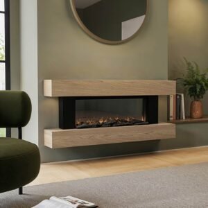Amberglo Oak Wall-Mounted Electric Smart Fire Place with Surround