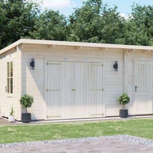 Garden Workshop Log Cabin With Side Shed Storage For Tools