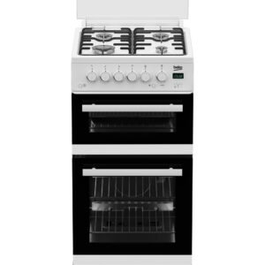 Beko edg507w 50cm Twin Cavity Gas Cooker with Gas Hob