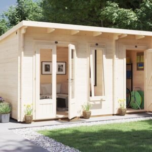 Dunster House Multiroom Log Cabin with Side Shed