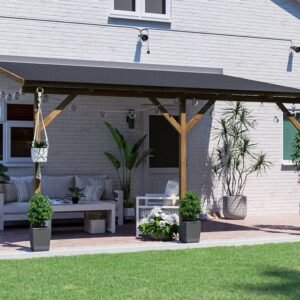 Dunster House Wooden Lean To Gazebo With Super Felt 4M X 3M Pressure Treated Wall Mounted Utopia