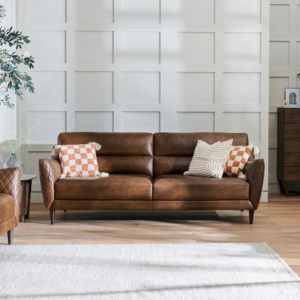 Oak Furnitureland Houston Whiskey Leather Sofa 4 Seater Sofa Lucca Range