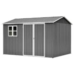 10 ft. x 8 ft. Outdoor Storage Shed, Garden Tool Storage, Gray