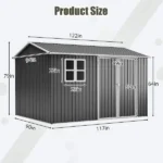 10 ft. x 8 ft. Outdoor Storage Shed, Garden Tool Storage, Gray - Image 3