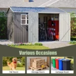 10 ft. x 8 ft. Outdoor Storage Shed, Garden Tool Storage, Gray - Image 6