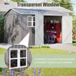 10 ft. x 8 ft. Outdoor Storage Shed, Garden Tool Storage, Gray - Image 5