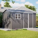 10 ft. x 8 ft. Outdoor Storage Shed, Garden Tool Storage, Gray - Image 2
