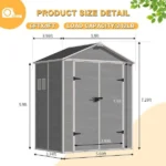 6 ft. W x 4 ft. D Outdoor Resin Garden Tool Storage Shed for Backyard (24 sq. ft.) - Image 4