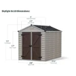 SkyLight 6 ft. W x 10 ft. D Resin Plastic Outdoor Garden Storage Shed with Floor (60.3 sq. ft.) in Tan - Image 4