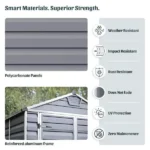 SkyLight 6 ft. W x 10 ft. D Resin Plastic Outdoor Garden Storage Shed with Floor (60.3 sq. ft.) in Tan - Image 5