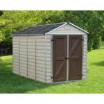 SkyLight 6 ft. W x 10 ft. D Resin Plastic Outdoor Garden Storage Shed with Floor (60.3 sq. ft.) in Tan