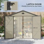 Outsunny 8 x 6ft Plastic Shed with Foundation Kit, Vents Cream White - Image 6