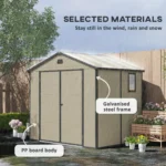 Outsunny 8 x 6ft Plastic Shed with Foundation Kit, Vents Cream White - Image 5