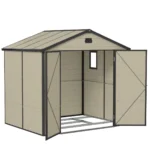 Outsunny 8 x 6ft Plastic Shed with Foundation Kit, Vents Cream White - Image 2