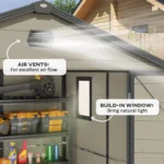 Outsunny 8 x 6ft Plastic Shed with Foundation Kit, Vents Cream White - Image 4