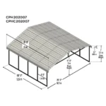 20 ft. W x 20 ft. D x 7 ft. H Eggshell Galvanized Steel Carport , Car Canopy and Shelter - Image 6