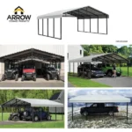 20 ft. W x 20 ft. D x 7 ft. H Eggshell Galvanized Steel Carport , Car Canopy and Shelter - Image 5