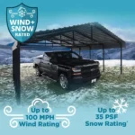 20 ft. W x 20 ft. D x 7 ft. H Eggshell Galvanized Steel Carport , Car Canopy and Shelter - Image 4