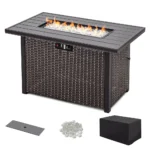 Nuu Garden 50,000 BTU 43 Inch 50,000 BTU Propane Gas Rattan Fire Pit Table