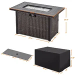Nuu Garden 50,000 BTU 43 Inch 50,000 BTU Propane Gas Rattan Fire Pit Table - Image 3