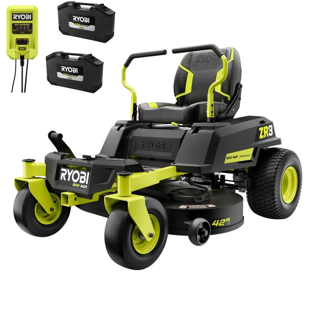 p_1001954146 RYOBI 80V HP Brushless 42 in. Battery Electric Cordless Zero Turn Riding Mower Kit - Image 1