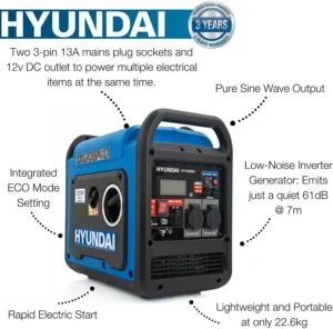 Hyundai 2200W 2.2kW Petrol Inverter Generator Electric Start hy2250sei - Image 7
