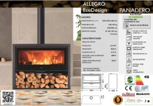 Wood Burning Multifuel Stove with Wide Glass Door Panadero Allegro - Image 5
