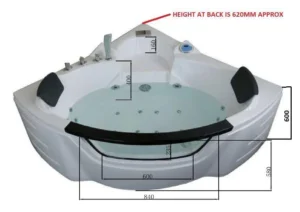 Whirlpool Corner Bath - 2 Person 20 Jets Aqualusso Milano Platinum Airspa (1350mm x 1350mm) | Luxury Electronic Spa Bath | JTSpas - Image 5